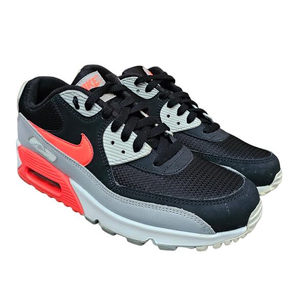 Nike Air Max 90 Essential Sneaker Size 8.5 Wolf Grey Bright Crimson AJ1285-012 - Picture 1 of 13